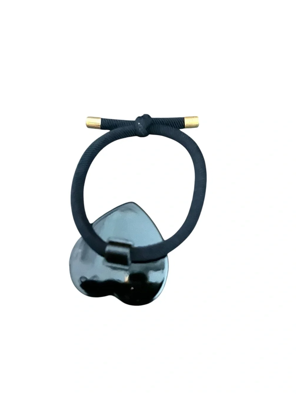 Black Heart Hair Tie with Gold Accent